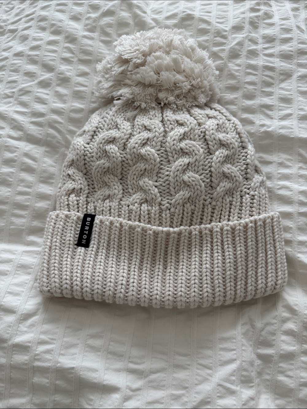 Burton Pom Beanie - Cream Cable Knit nwot